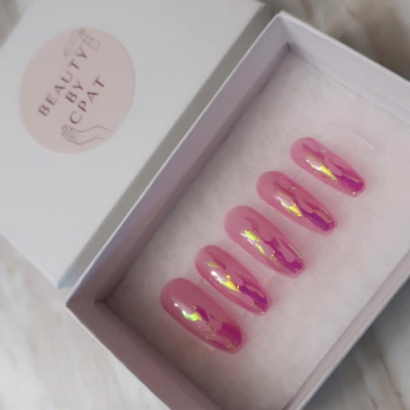 Pink Jelly Flames LUXURY PRESS-ON NAILS - Picture 3 of 5